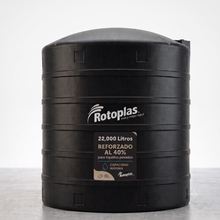 Cargar imagen en el visor de la galería, Tanque de agua Rotoplas 22,000 L negro Reforzado al 40%, vista de producto | FH Ferreterías