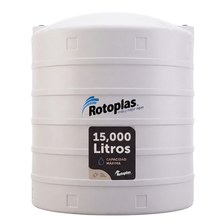 Cargar imagen en el visor de la galería, Tanque Rotoplas 15,000 litros blanco estándar vertical para uso industrial | FH Ferreterías
