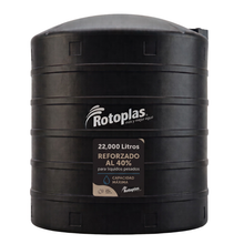 Cargar imagen en el visor de la galería, Tanque Rotoplas 22,000 litros negro Reforzado al 40% vertical para uso industrial | FH Ferreterías

