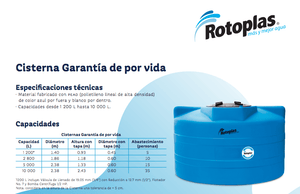 Cisterna Rotoplas 10000 litros / Sin equipo