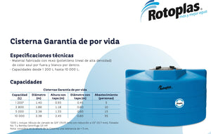 Cisterna Rotoplas 10000L / Con Equipo - FH Ferreterías